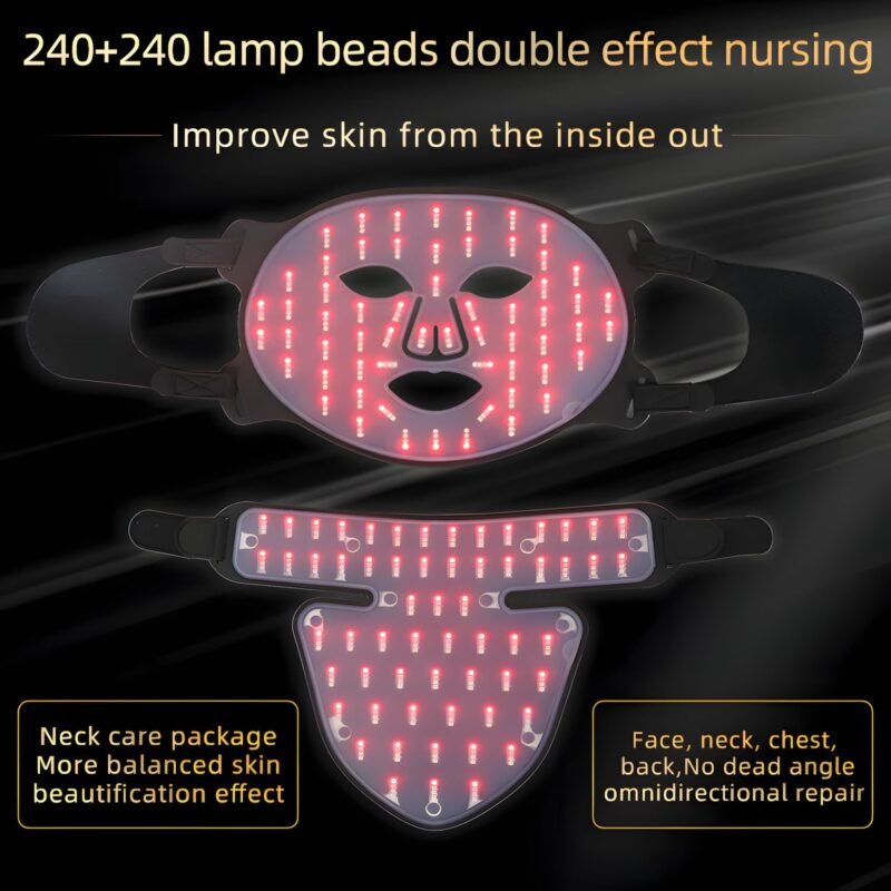 LED Face Neck Care Cover, Bandage Fixing Photon LED Light Face Neck Cover 4 Colors Reduce Blemish for Pimples Skin