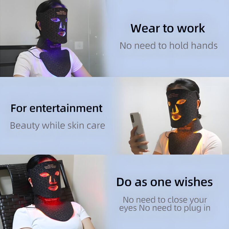 LED Face Neck Care Cover, Bandage Fixing Photon LED Light Face Neck Cover 4 Colors Reduce Blemish for Pimples Skin