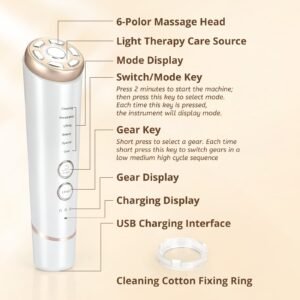 6 in 1 RF Microcurrent Facial Device, Homeuse Skin Tightening Rejuvenation Facial Massager Face Lifting Skin Care Tool for Reduce Wrinkles,Skin Care,Light Therapy,Anti Aging Device,Unisex Gift